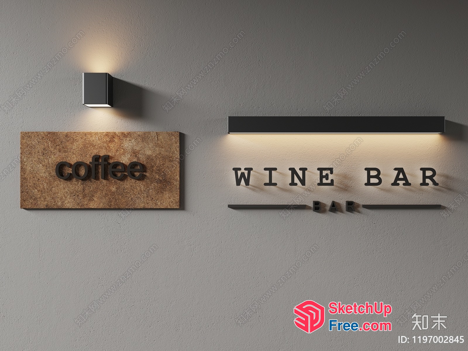 Modern Interior Space With Coffee And Wine Bar 3D SketchUp File