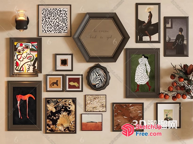 Vintage Style Picture Frames And Artwork Collection 3D SketchUp File