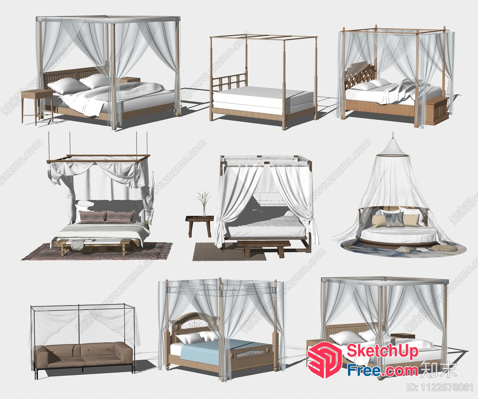 Elegant Four-Poster Bed Designs 3D SketchUp File