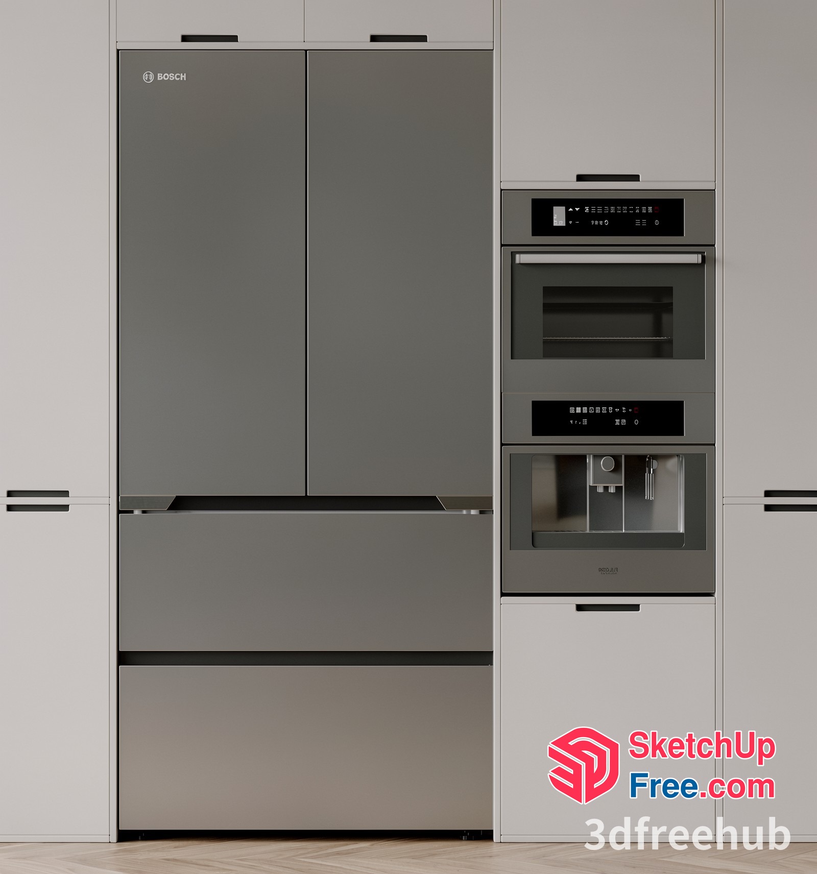 Modern Kitchen Fridge And Oven Set 3D SketchUp File