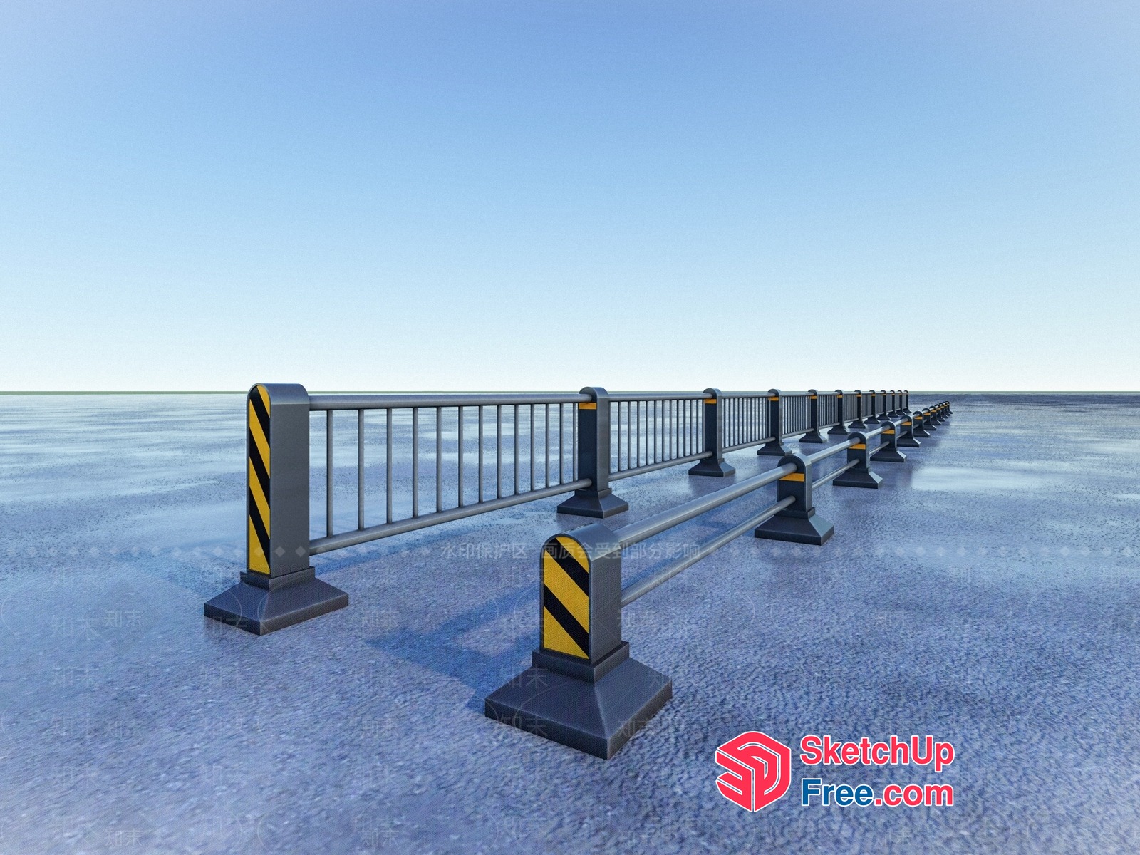 Railing With Yellow And Black Stripes 3D SketchUp File