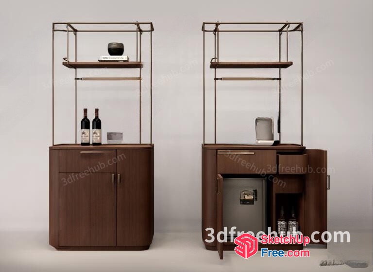 Wine Cabinet And Bar Stool 3D SketchUp File