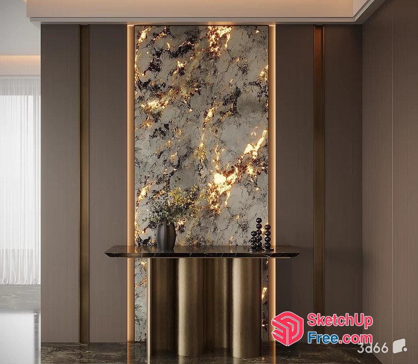 Modern Marble Accent Wall And Console Table 3D SketchUp File