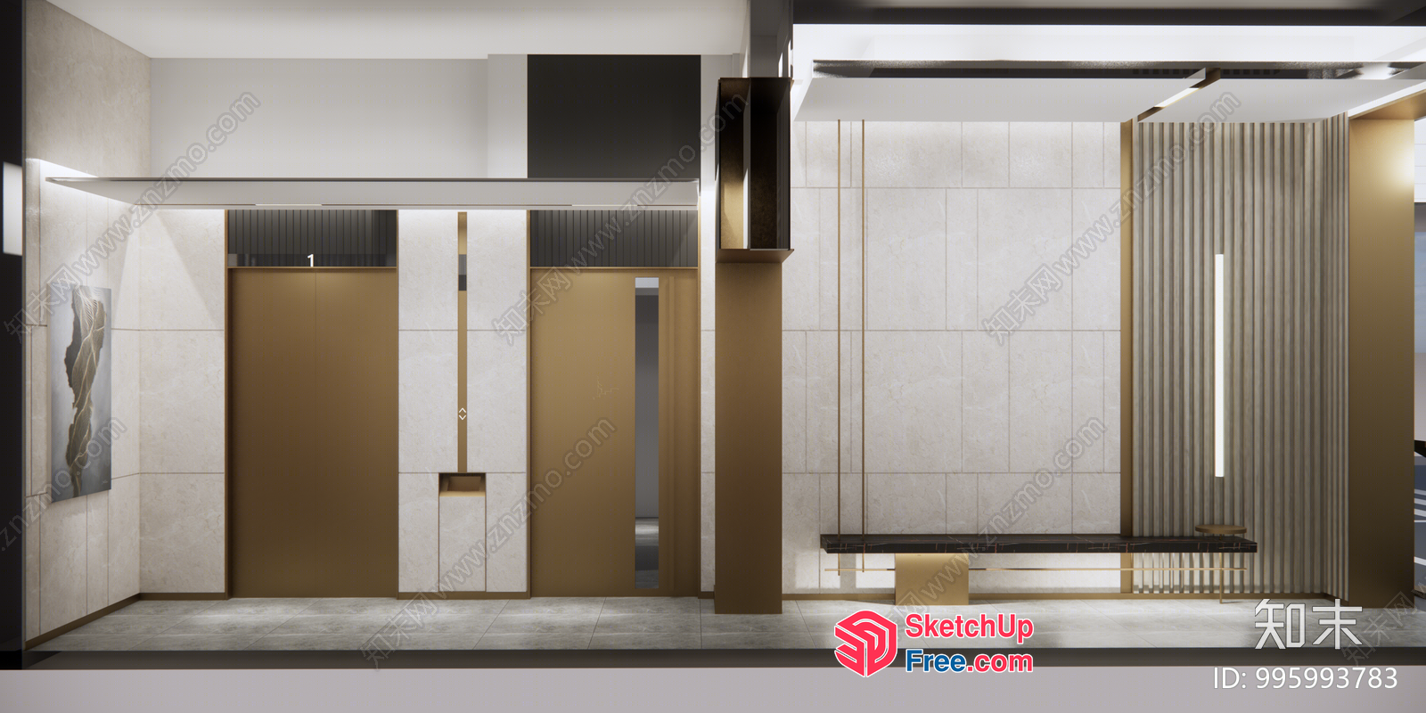 Modern Elevator Stairway Interior Design 3D SketchUp File