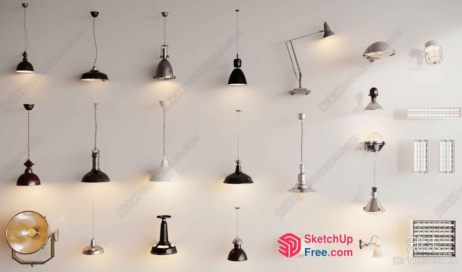 Industrial Style Lighting Fixtures Collection 3D SketchUp File