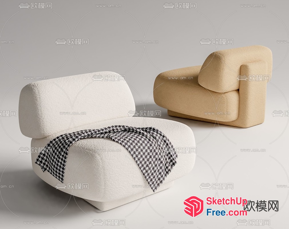 Minimalist Japanese-Style Armchairs 3D SketchUp File