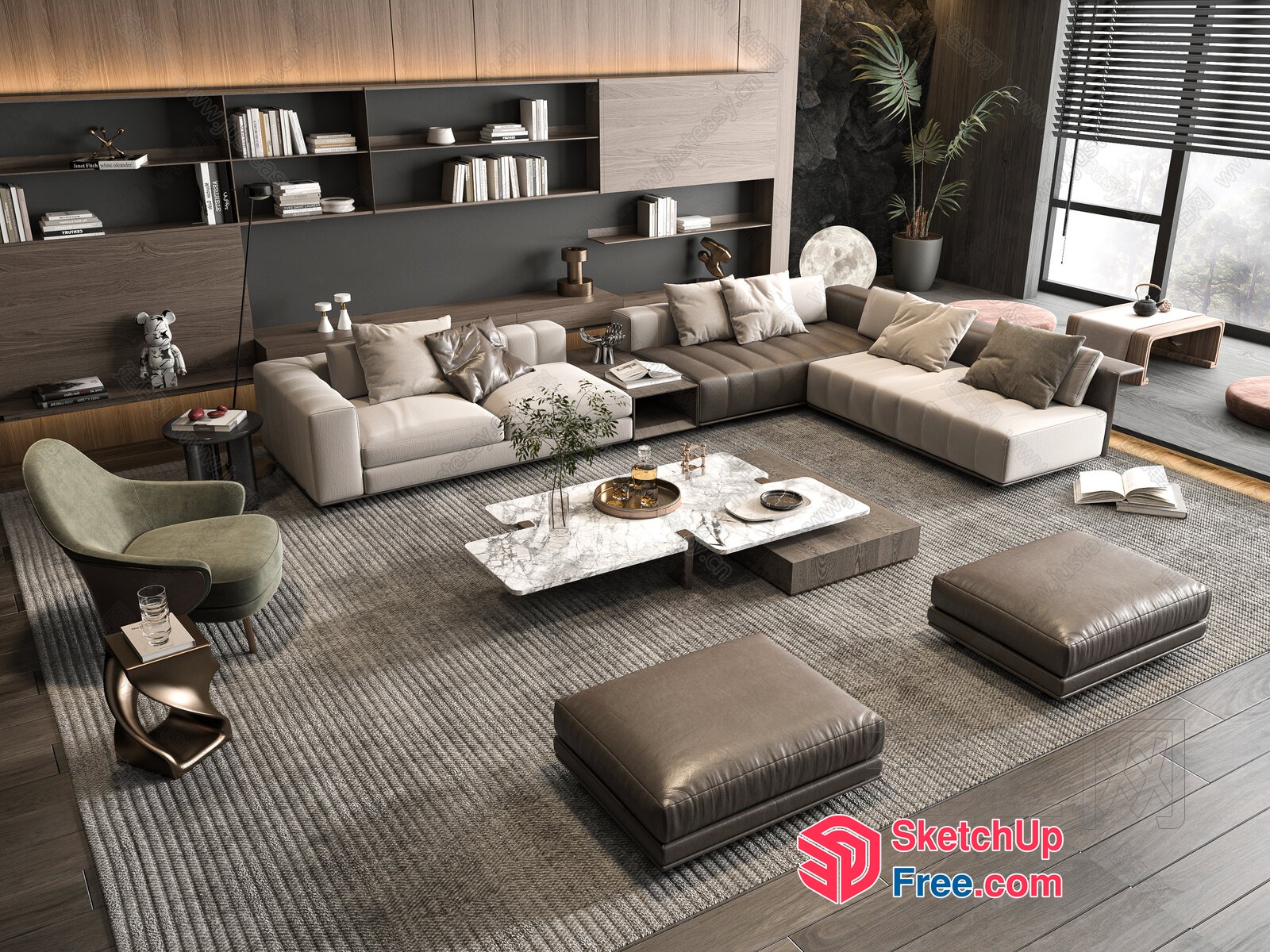 Modern Living Room With Sleek Furniture And Natural Light 3D SketchUp File