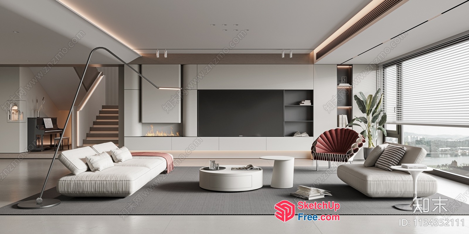 Modern Minimalist Living Room With Clean Lines And Neutral Colors 3D SketchUp File
