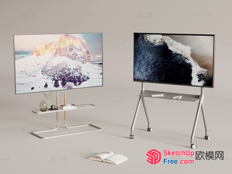 Modern Living Room Tv Display With Minimalist Shelving 3D SketchUp File
