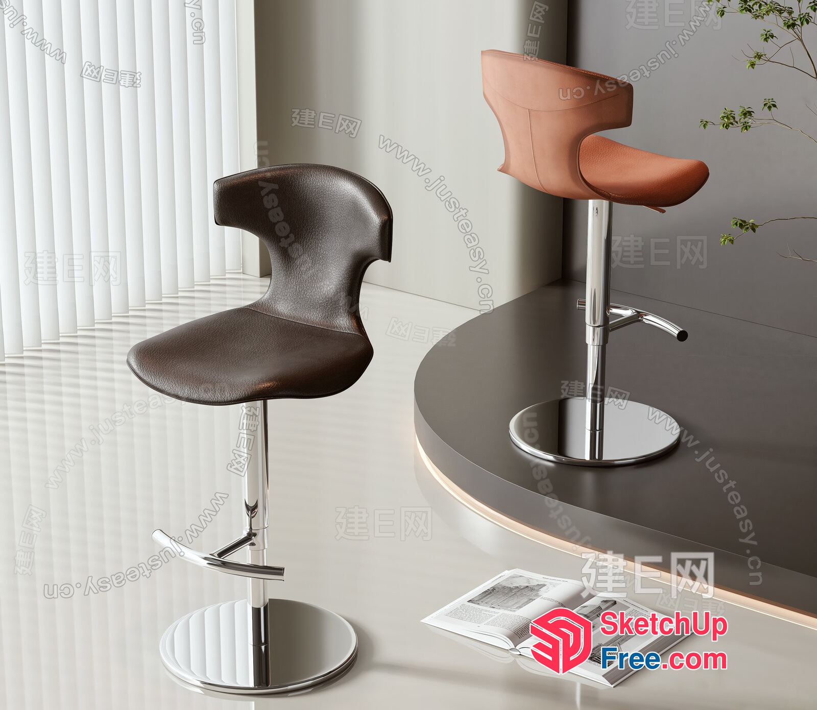 Modern Bar Stools With Adjustable Heights 3D SketchUp File
