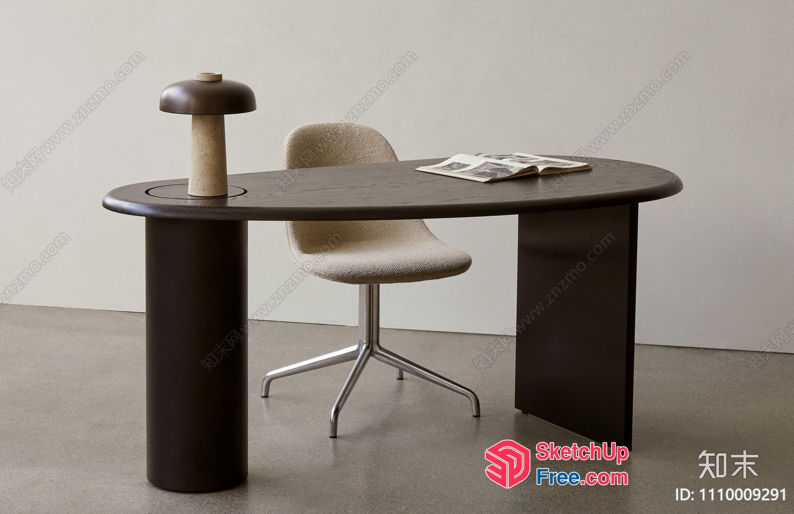 Minimalist Office Desk And Chair Setup 3D SketchUp File