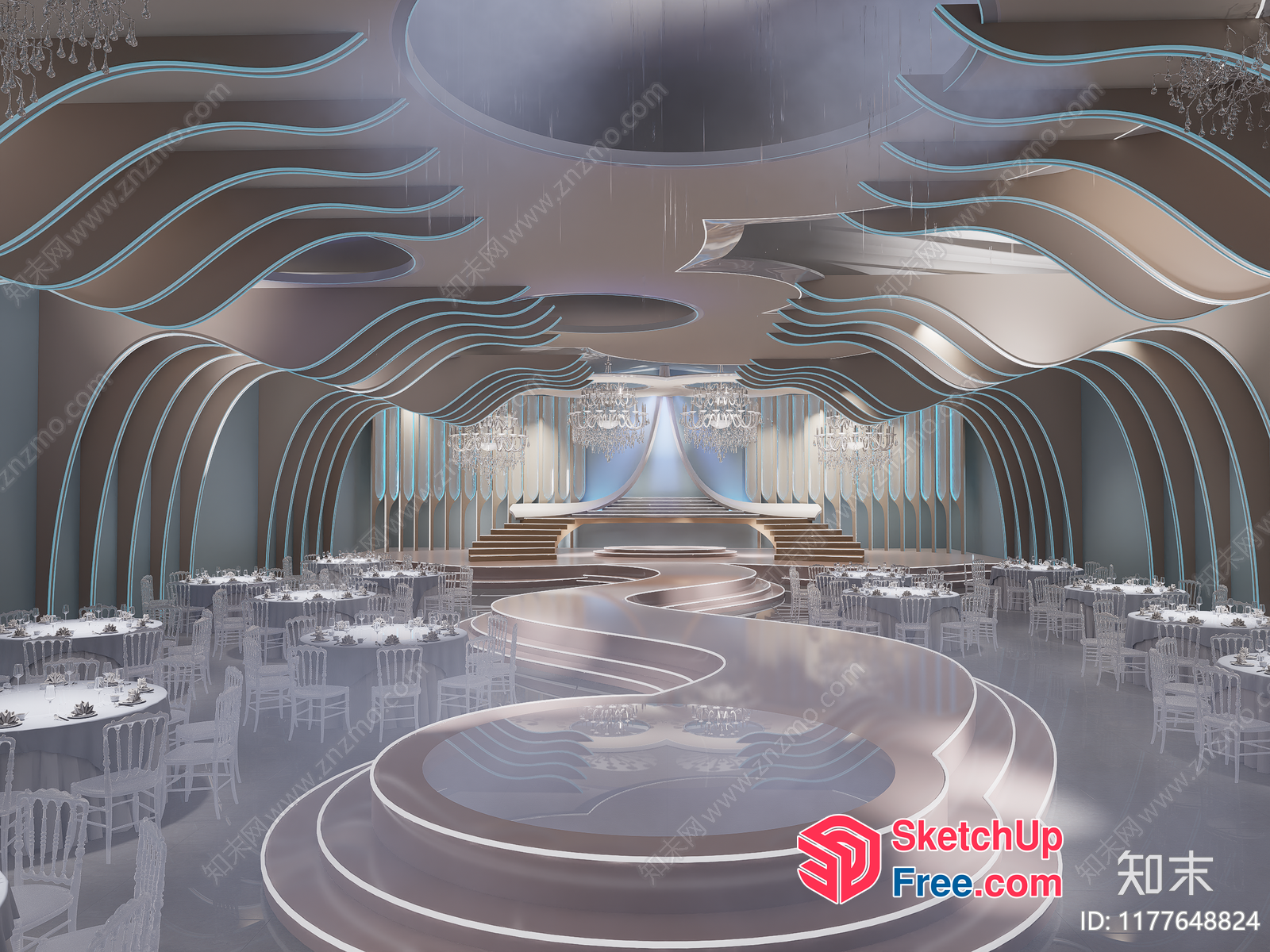 Elegant Modern Wedding Reception Hall 3D SketchUp File