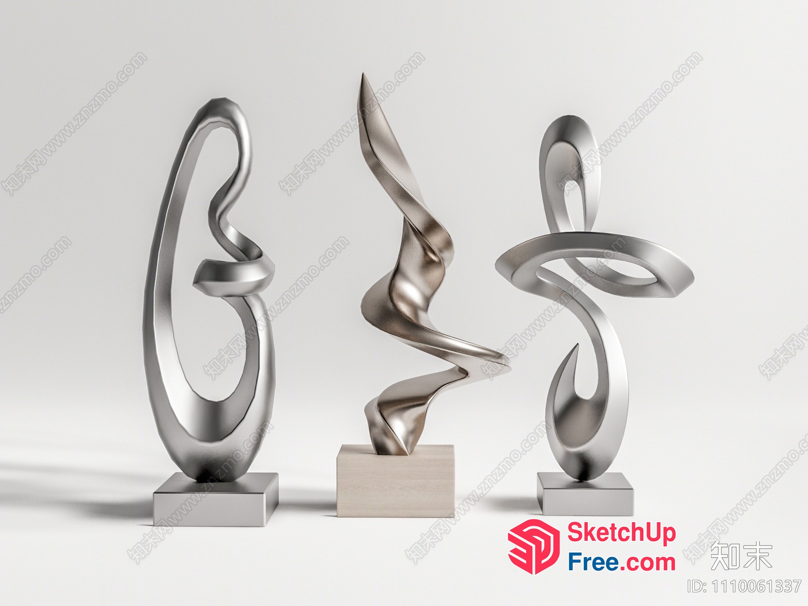 Abstract Modern Metal Sculpture Collection 3D SketchUp File