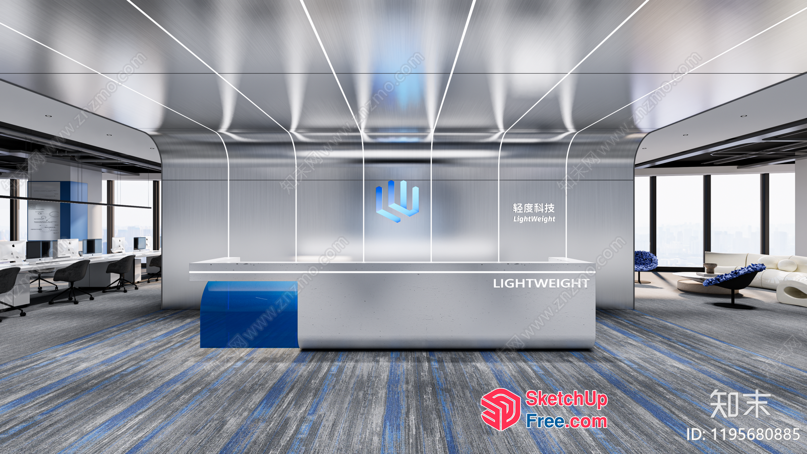 Modern Office Reception Desk With Sleek Light Weight Design 3D SketchUp File