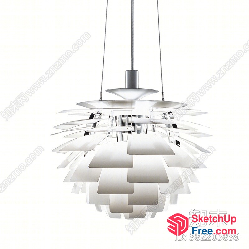 Sleek Modern Glass Pendant Light Fixture 3D SketchUp File