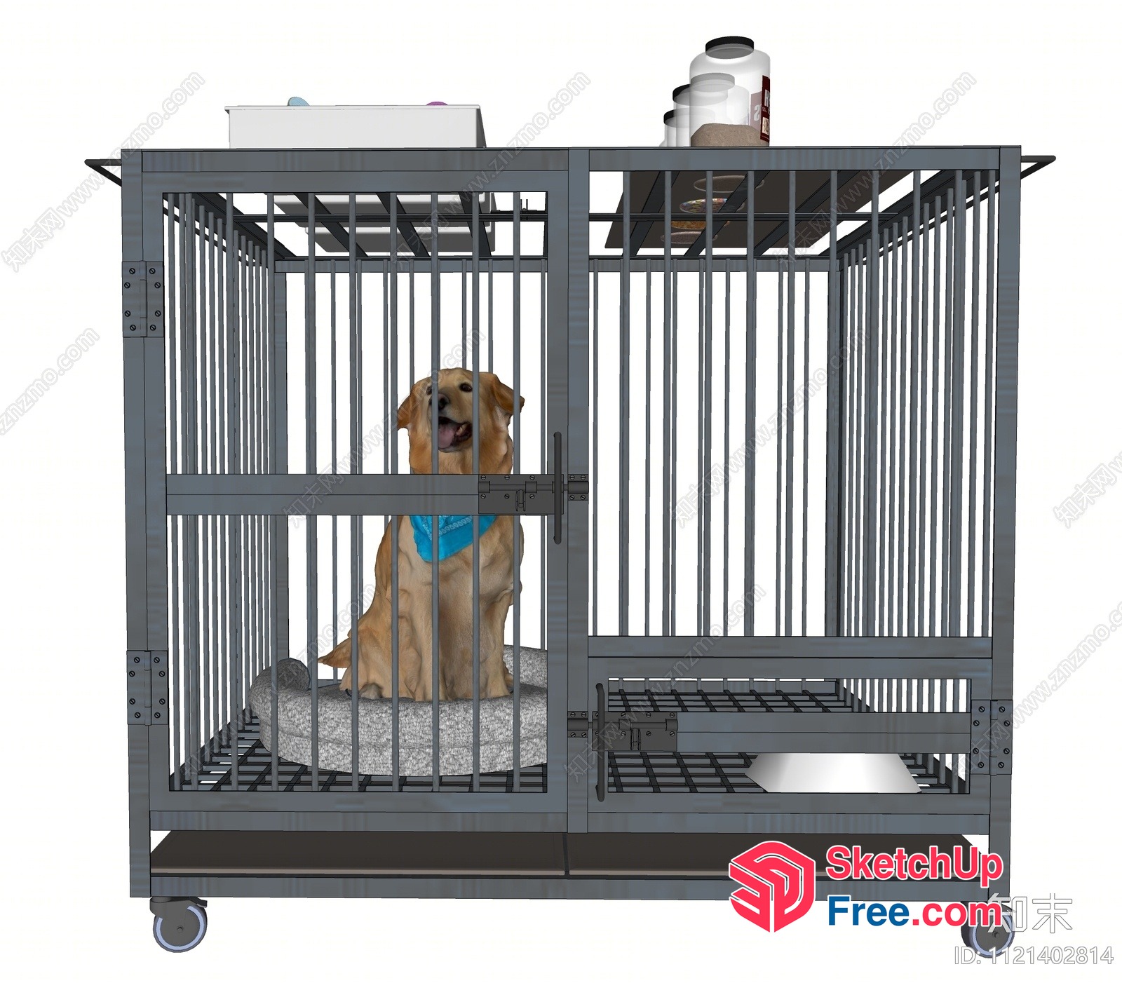 Dog In A Crate 3D SketchUp File