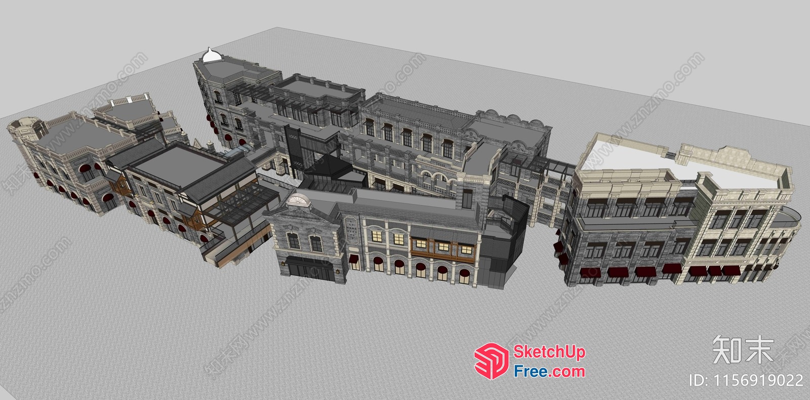 Old European-Style Buildings In A City 3D SketchUp File