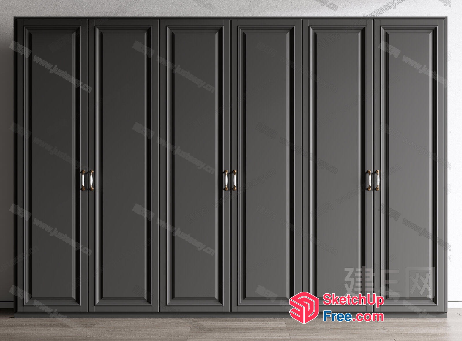 Grey Wardrobes With Ornate Handles 3D SketchUp File