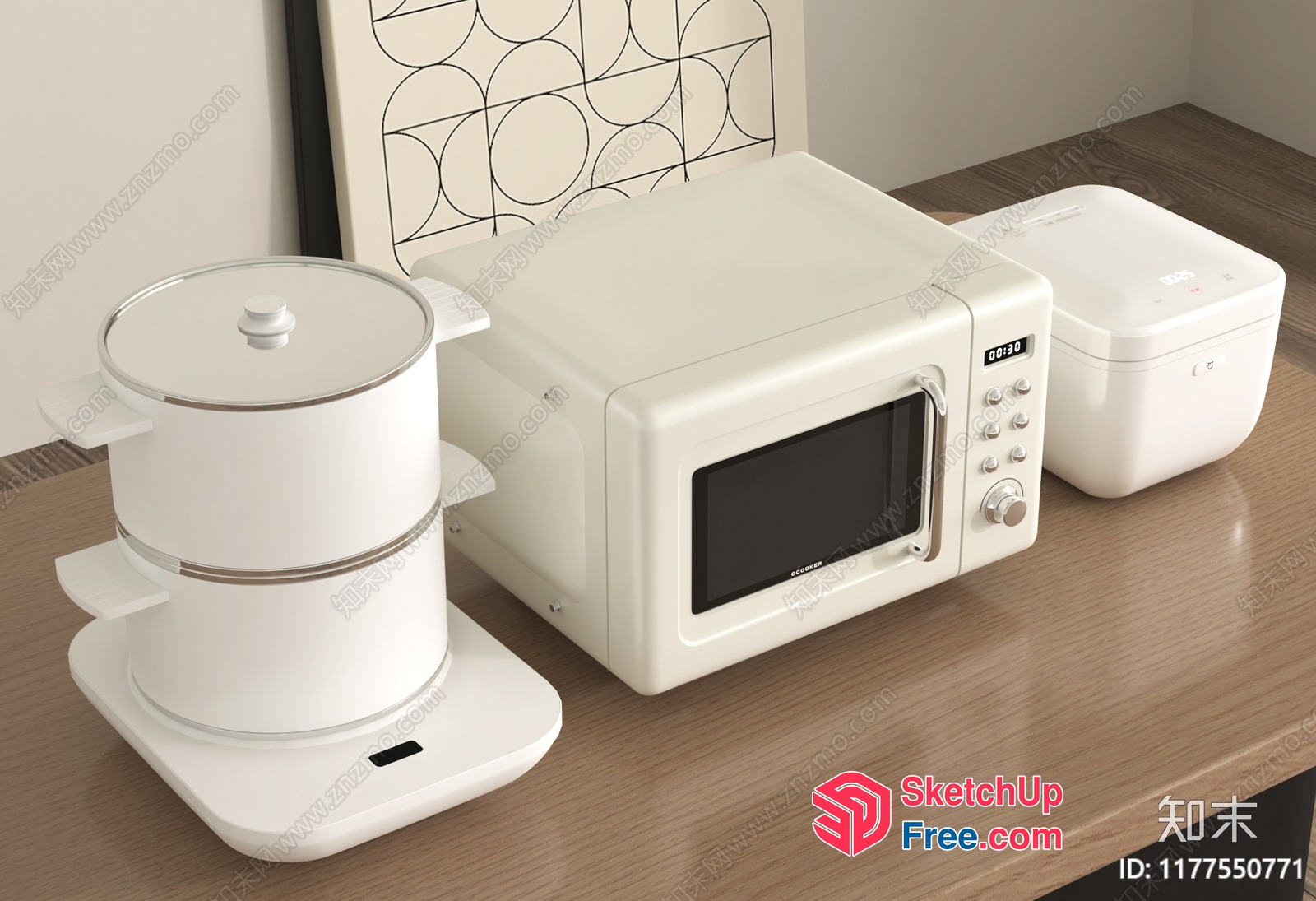 Modern Kitchen Appliances On A Wooden Table 3D SketchUp File