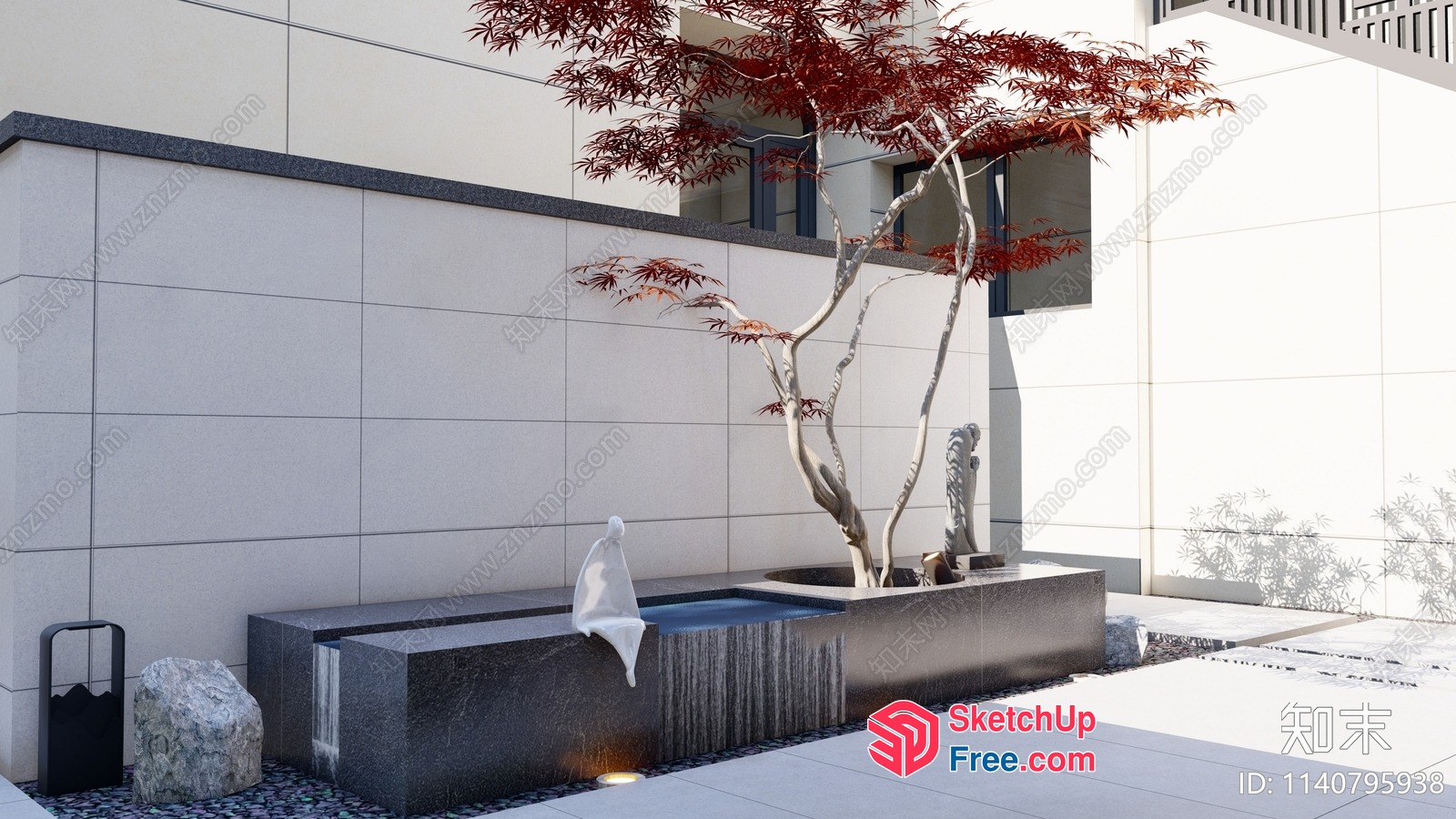 Modern Japanese-Inspired Outdoor Decor 3D SketchUp File