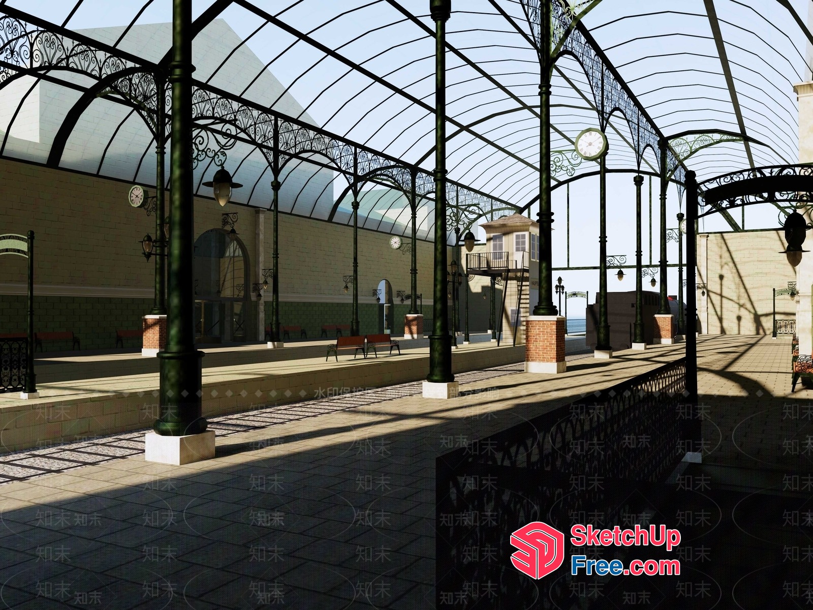 Classic Glass Roofed Interior Space 3D SketchUp File
