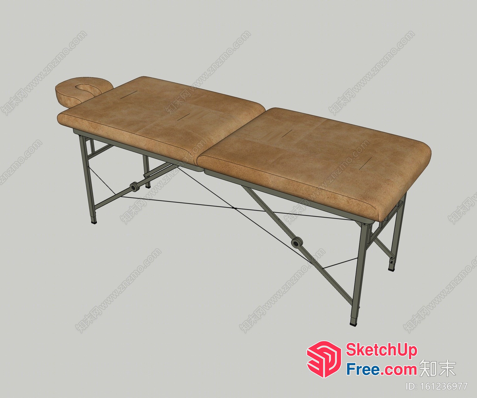 Massage Table With Tan Leather And Metal Frame 3D SketchUp File