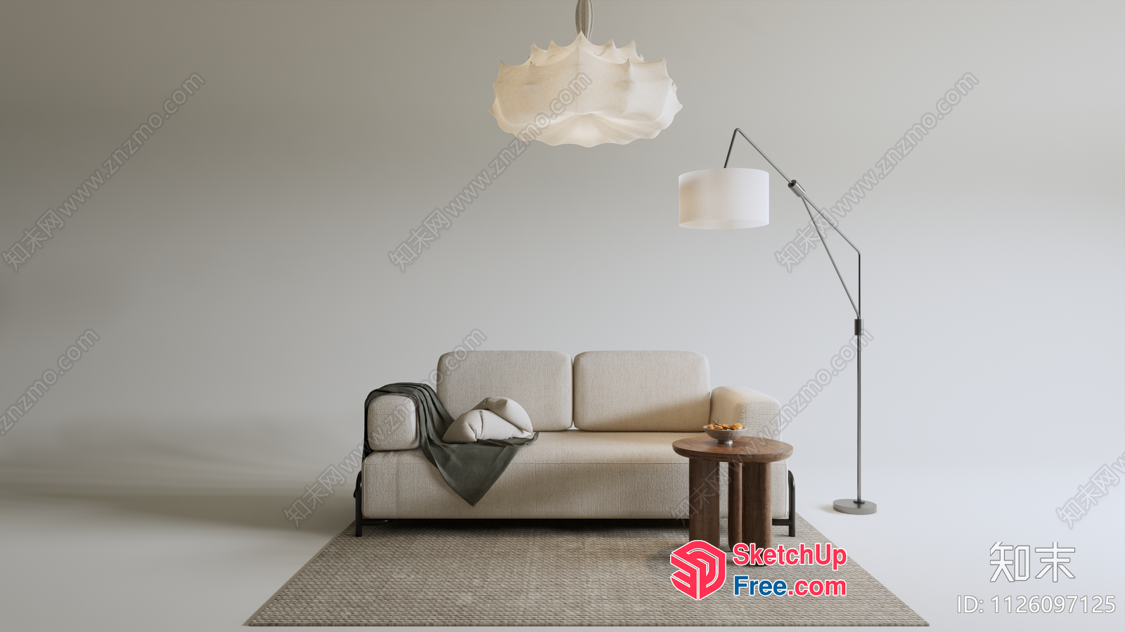 Minimalist Japanese Style Living Room Interior 3D SketchUp File