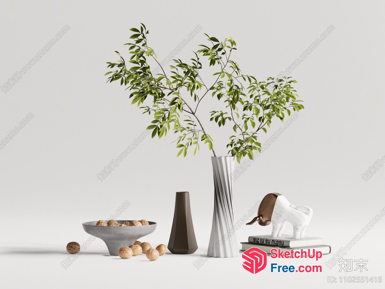 Minimalist Decor With Greenery And Modern Vases 3D SketchUp File