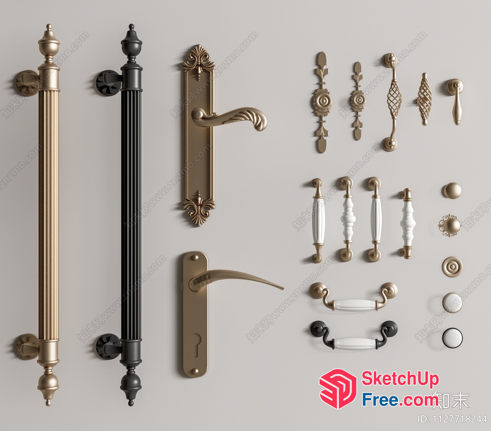 Ornate Door And Window Hardware Collection 3D SketchUp File