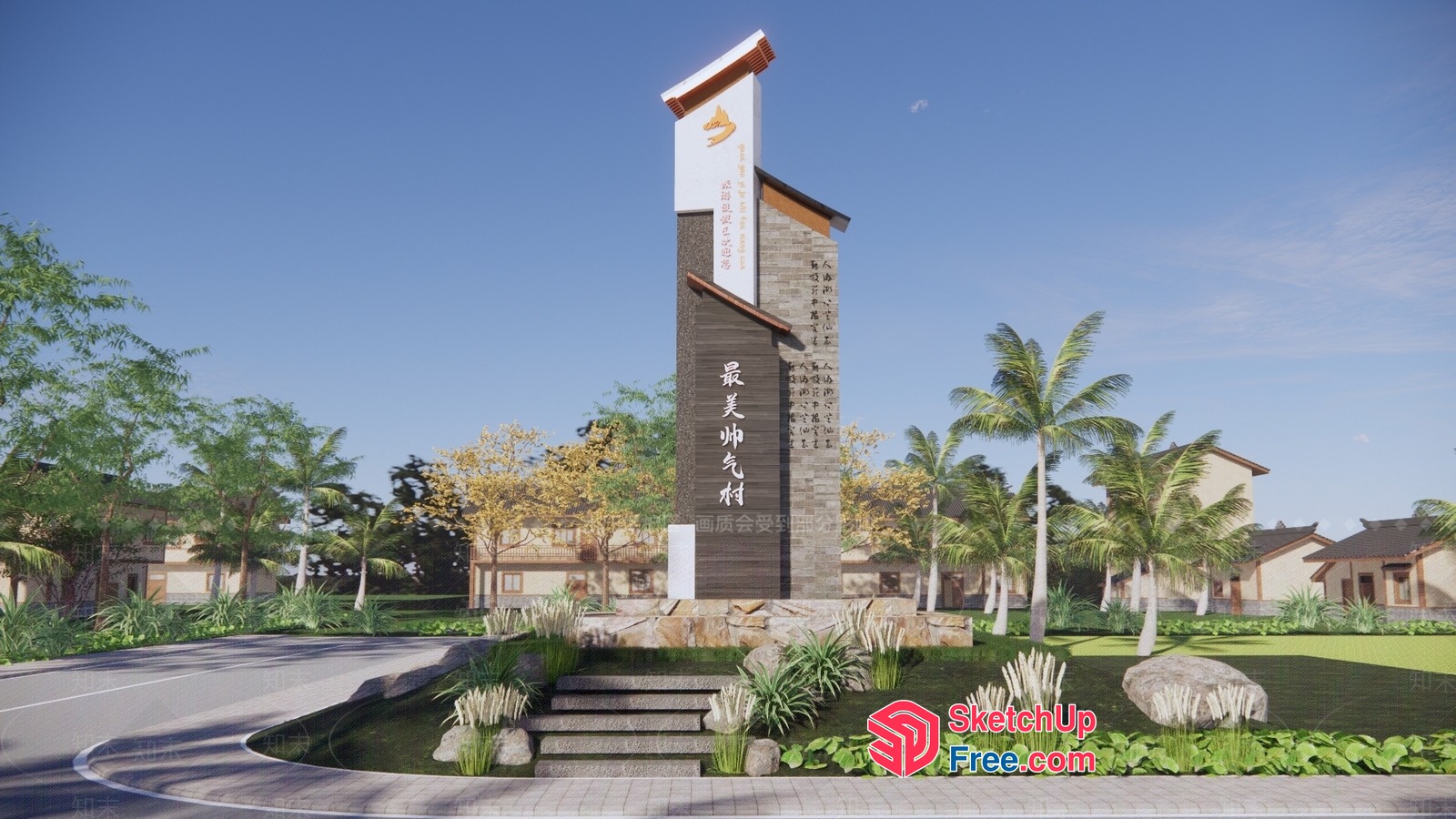 Chinese-Style Monumental Pillar 3D SketchUp File