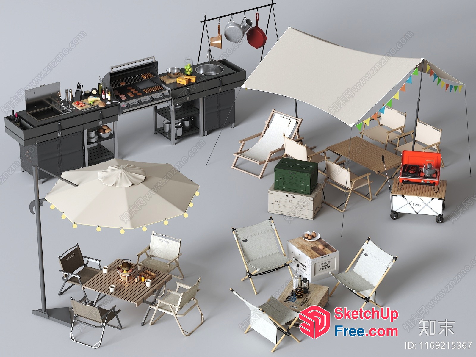 Outdoor Furniture And Appliances For Camping 3D SketchUp File