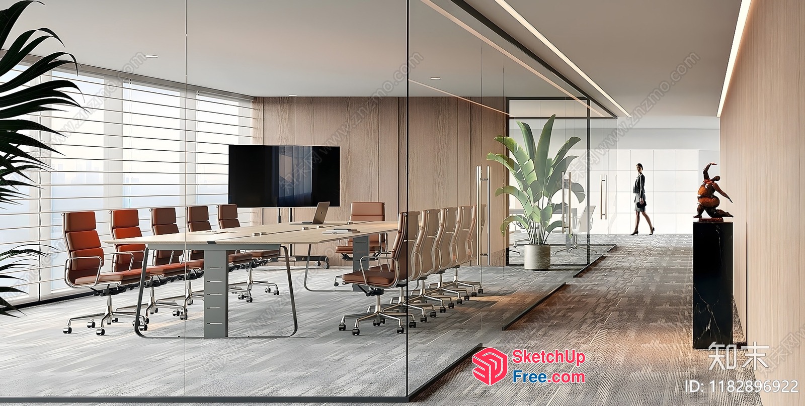 Modern Glass-Walled Conference Room 3D SketchUp File