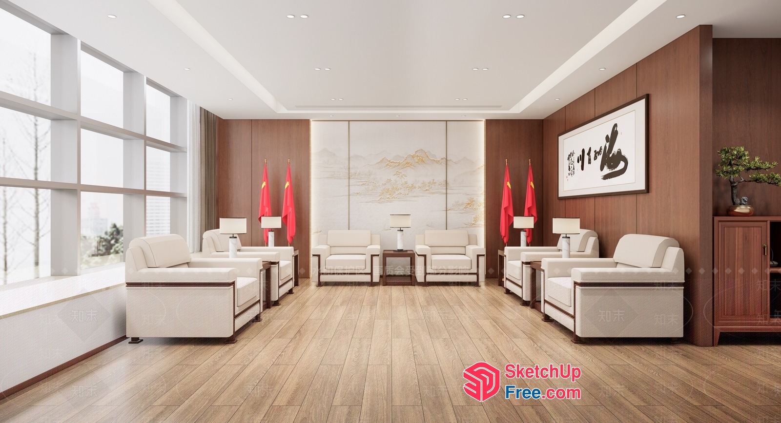 Elegant Meeting Room With Natural Light And Traditional Decor 3D SketchUp File
