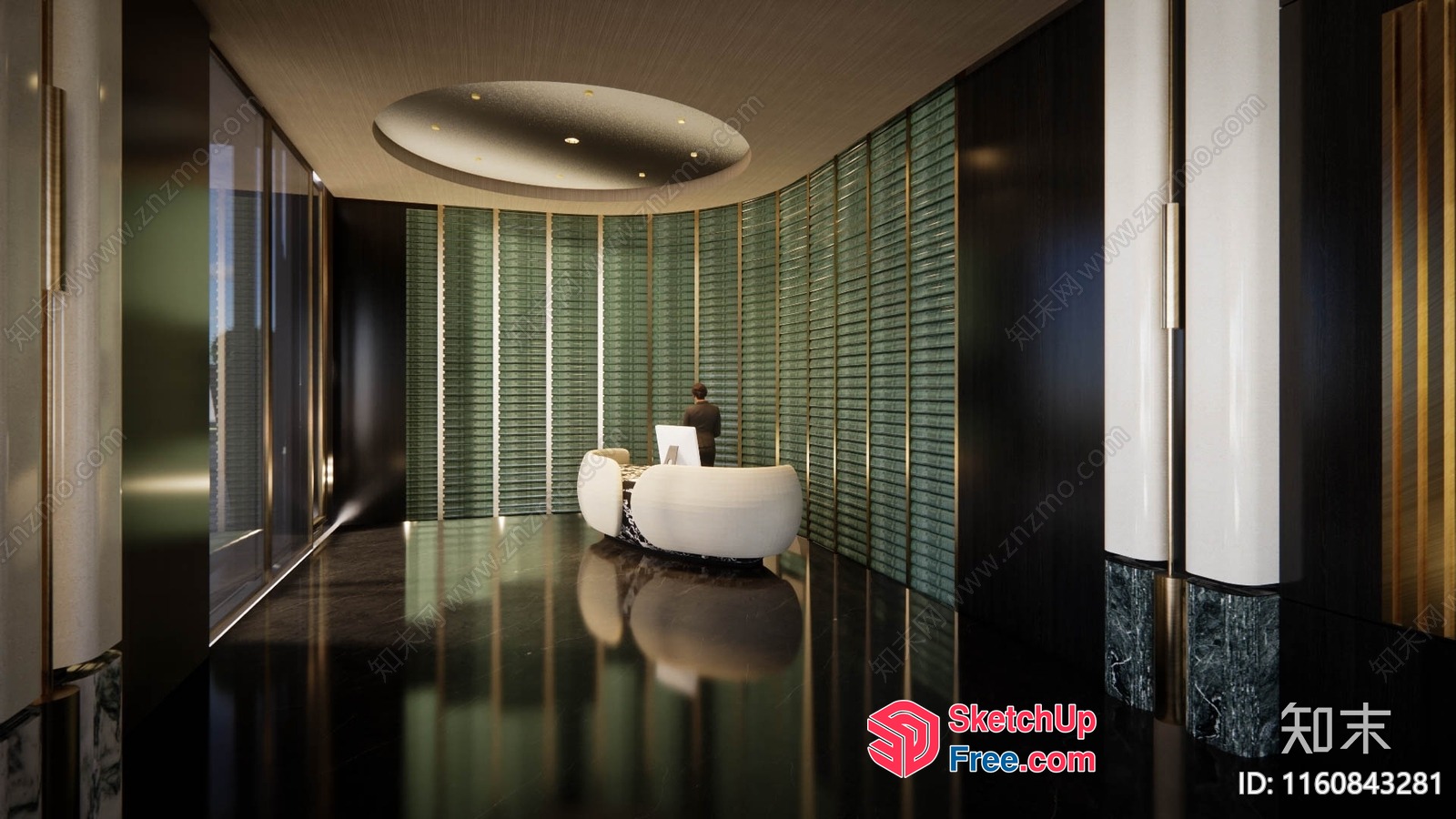 Modern Interior Design With Sleek Pillars And Glass Walls 3D SketchUp File