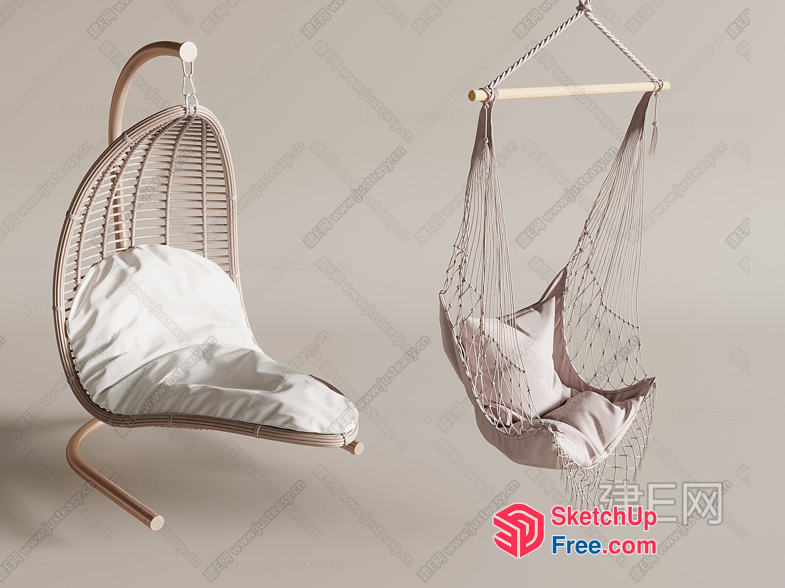 Elegant Hammock Chairs In A Serene Setting 3D SketchUp File