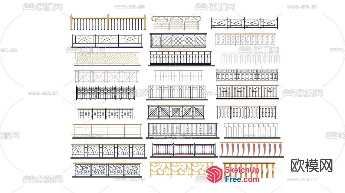 Balcony Railing Designs Collection 3D SketchUp File