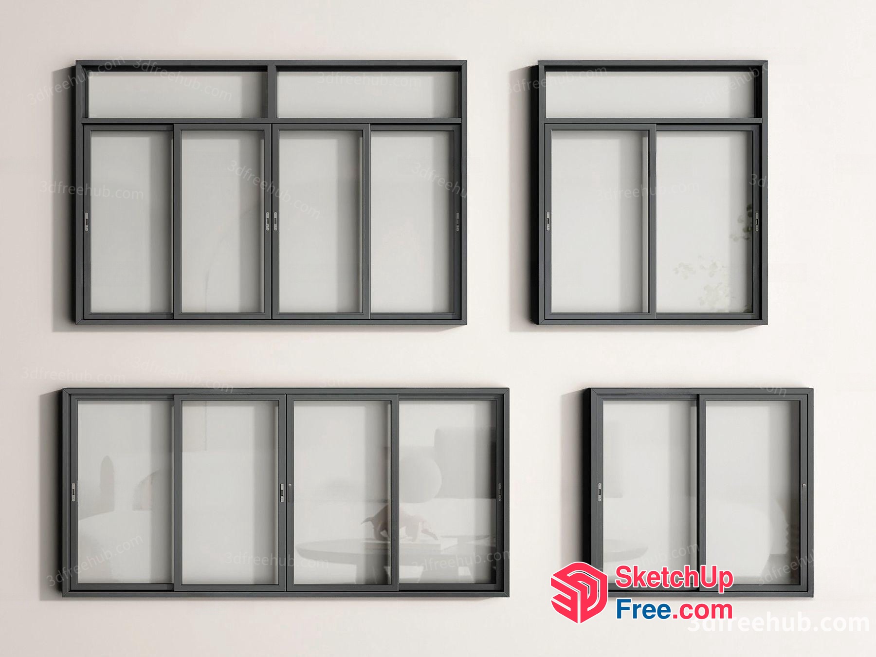Four Modern Windows 3D SketchUp File
