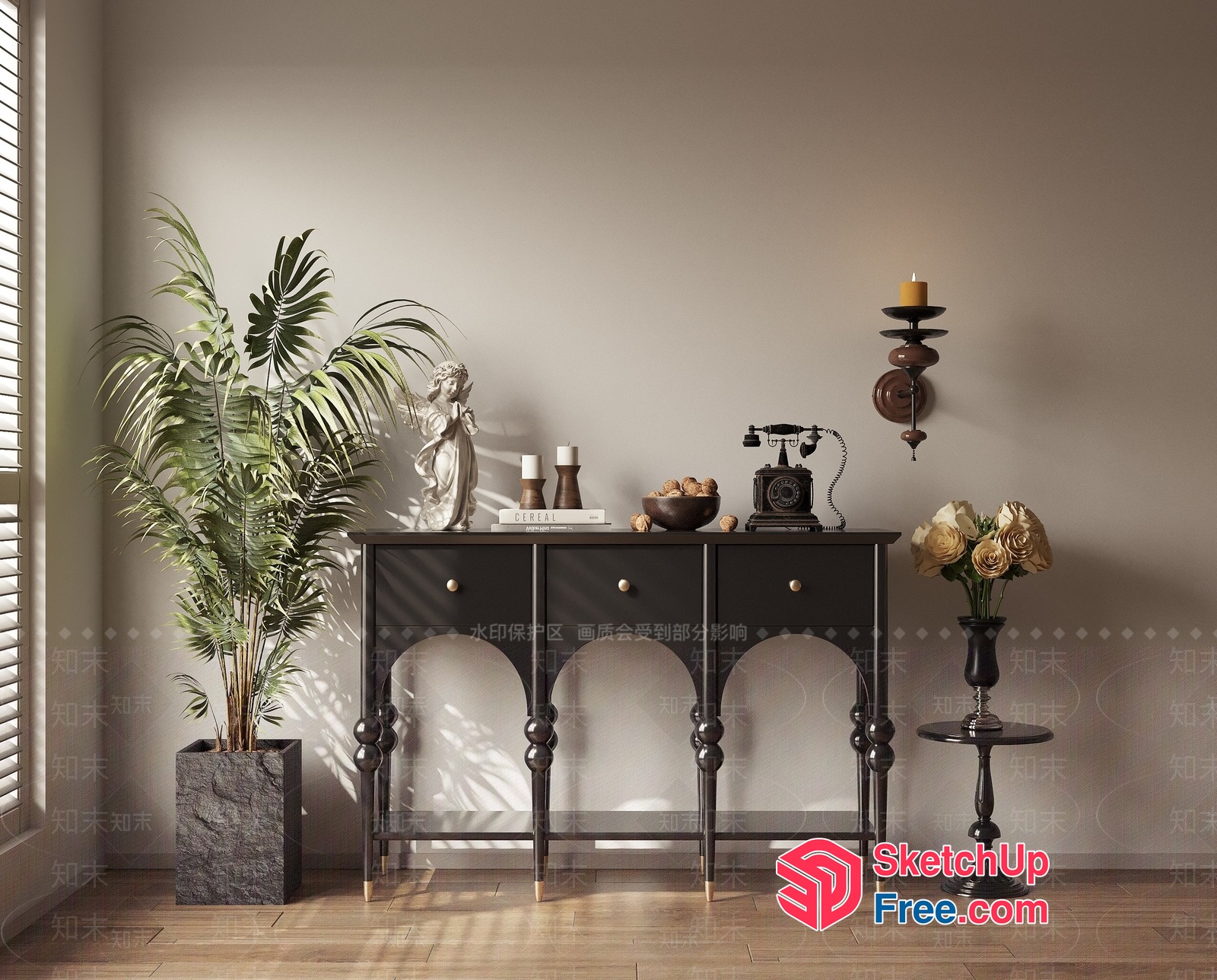 Elegant Console Table With Ornate Details 3D SketchUp File