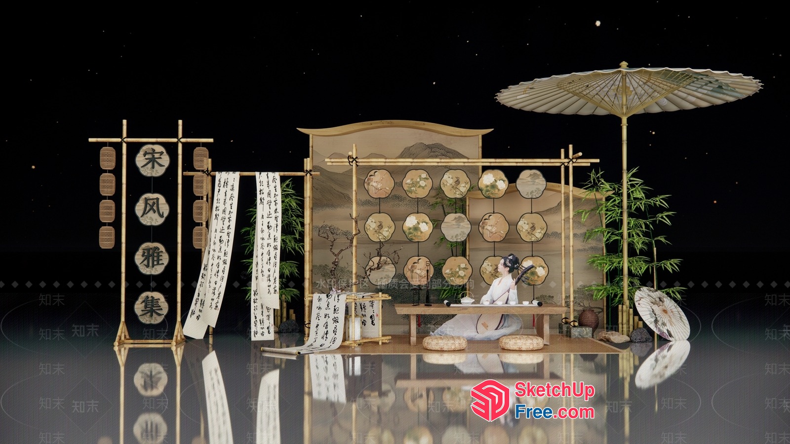 Traditional Japanese-Inspired Decorative Room 3D SketchUp File