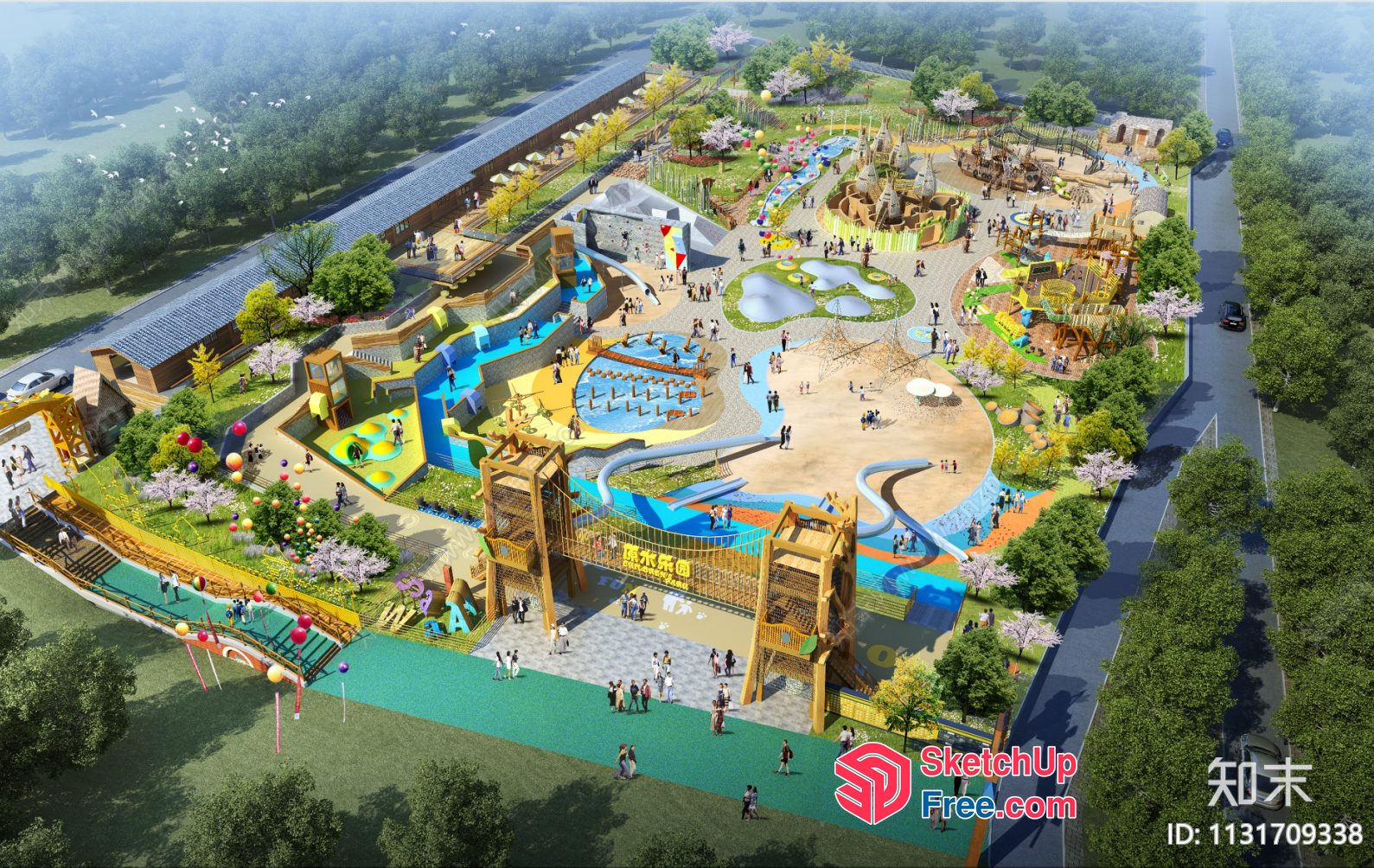 Colorful 3D Rendering Of A Vibrant Park 3D SketchUp File