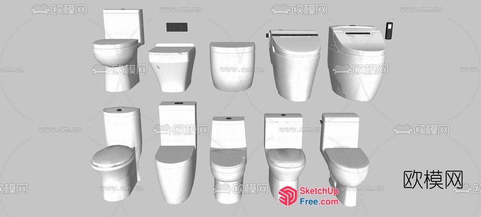 Modern White Toilets Of Various Styles 3D SketchUp File