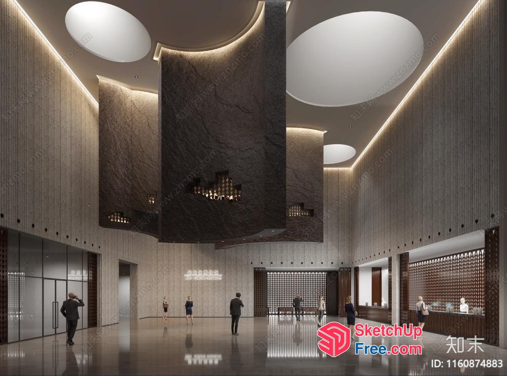 Large Modern Interior Space With High Ceilings And Natural Light 3D SketchUp File