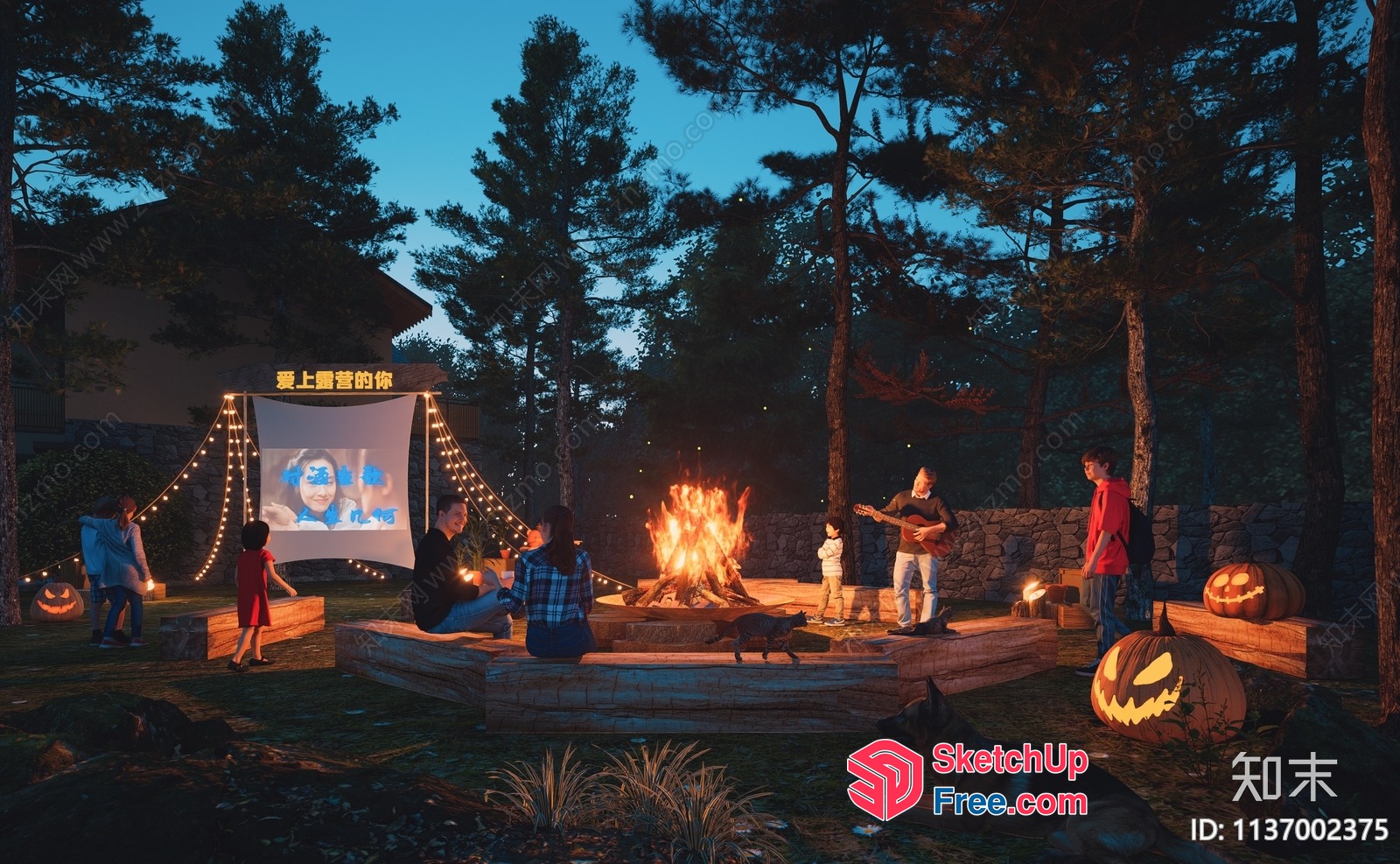 Cozy Outdoor Movie Night With Friends And Family 3D SketchUp File