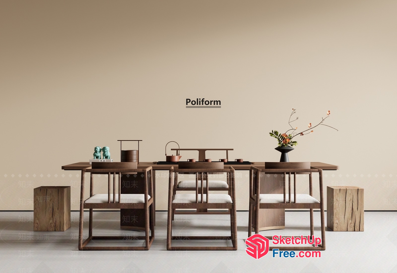 Minimalist Japanese Style Dining Room 3D SketchUp File