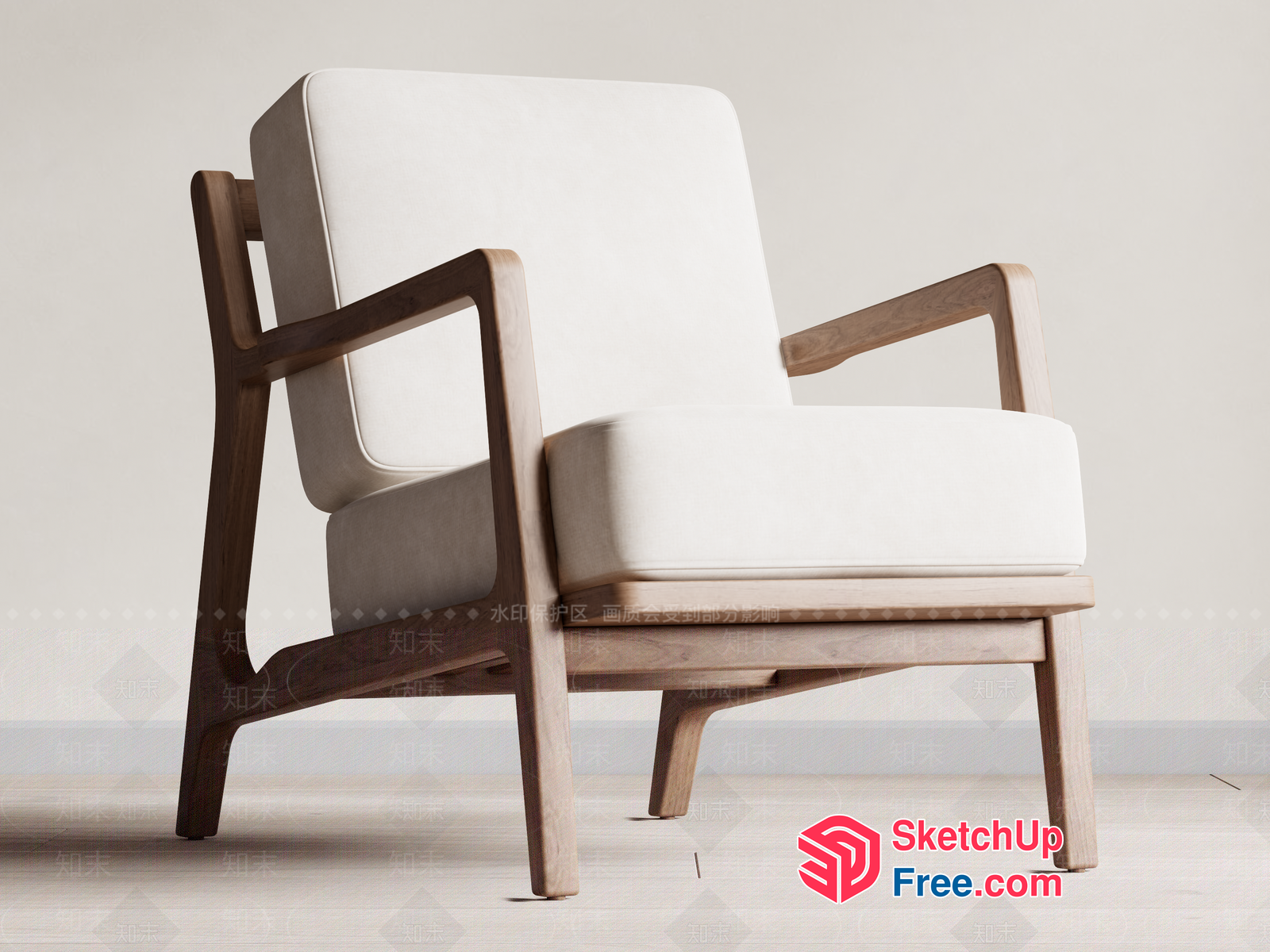 Elegant Modern Chair With White Cushions 3D SketchUp File