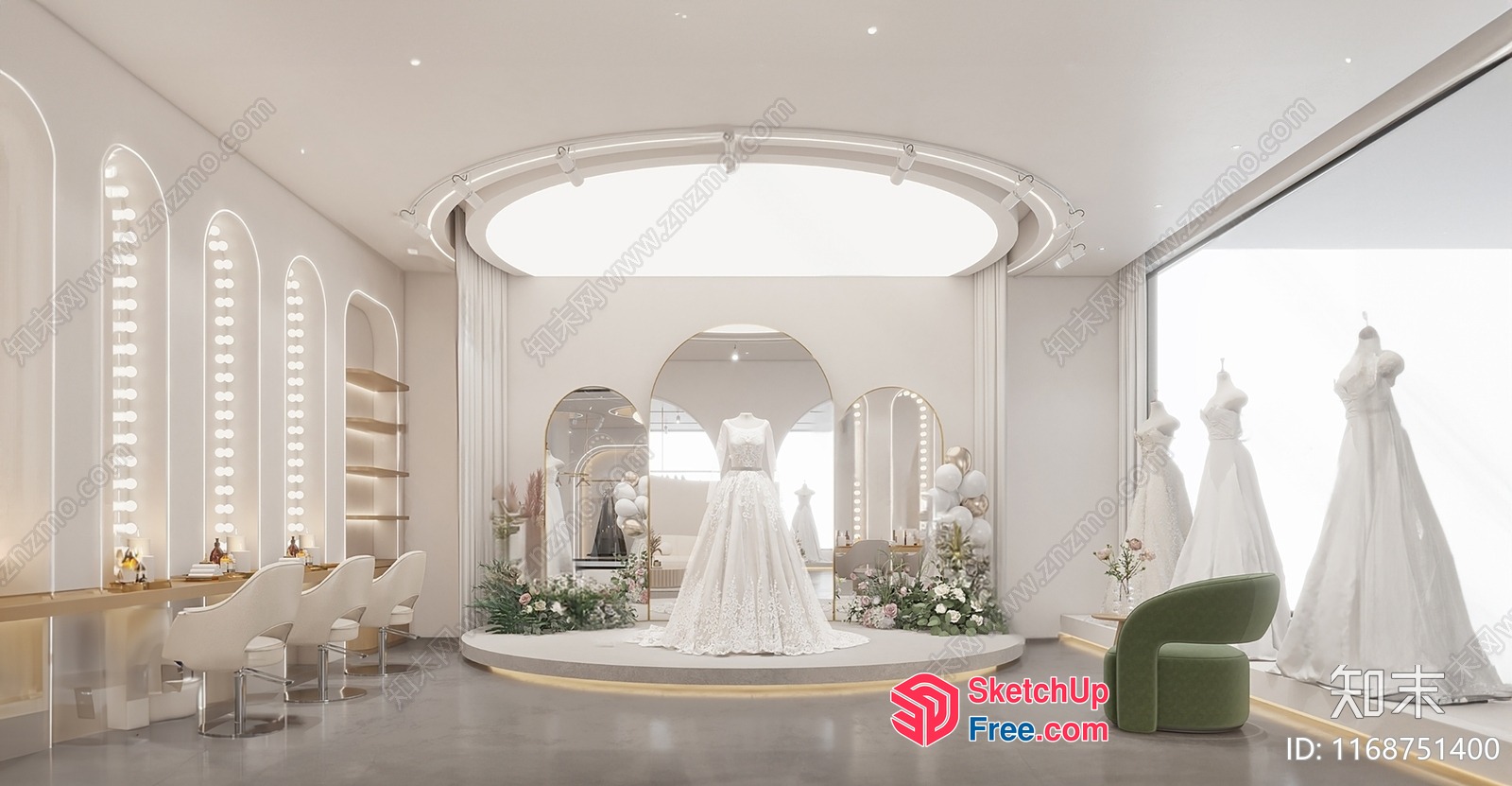 Elegant Wedding Dress Display Space 3D SketchUp File