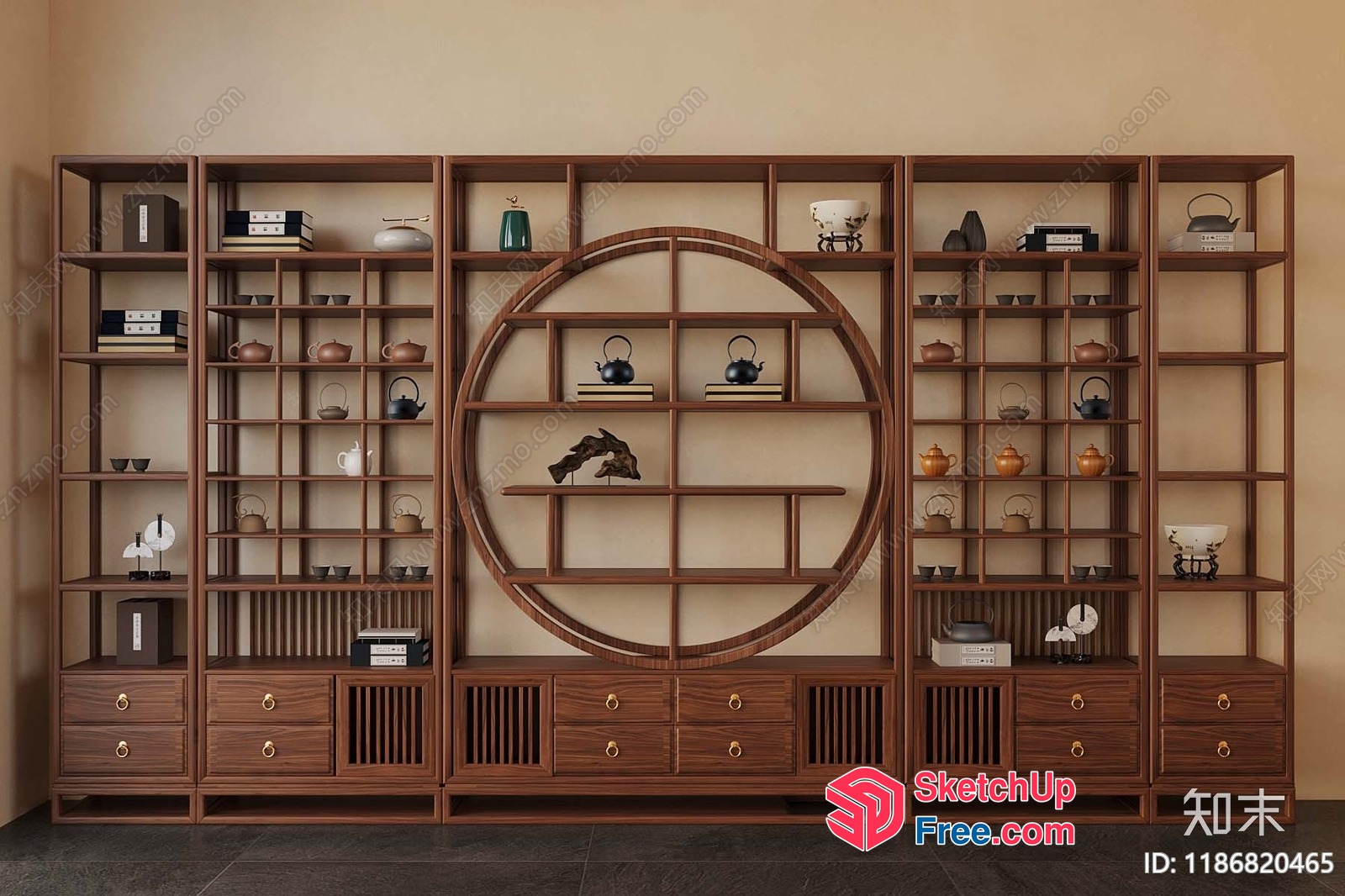 Japanese-Style Decorative Shelf 3D SketchUp File