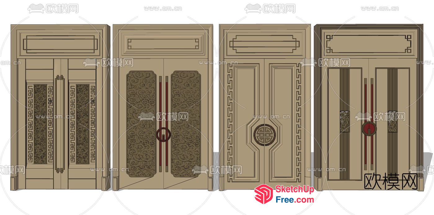 Traditional Asian-Inspired Door Designs 3D SketchUp File