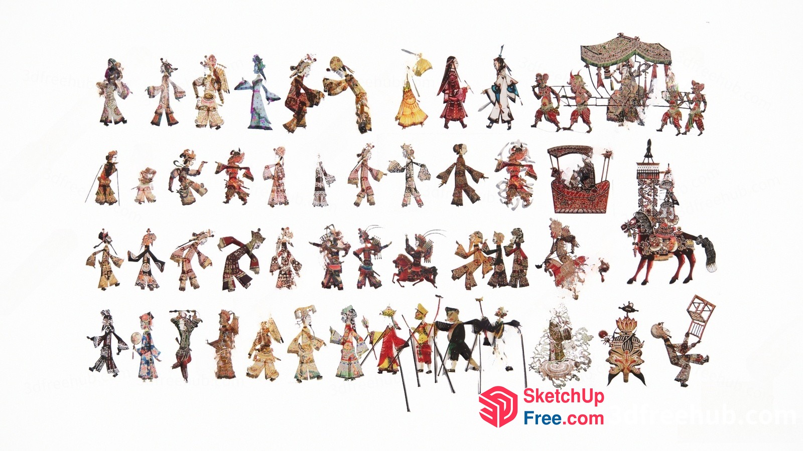 Traditional Chinese Puppet Show Characters 3D SketchUp File
