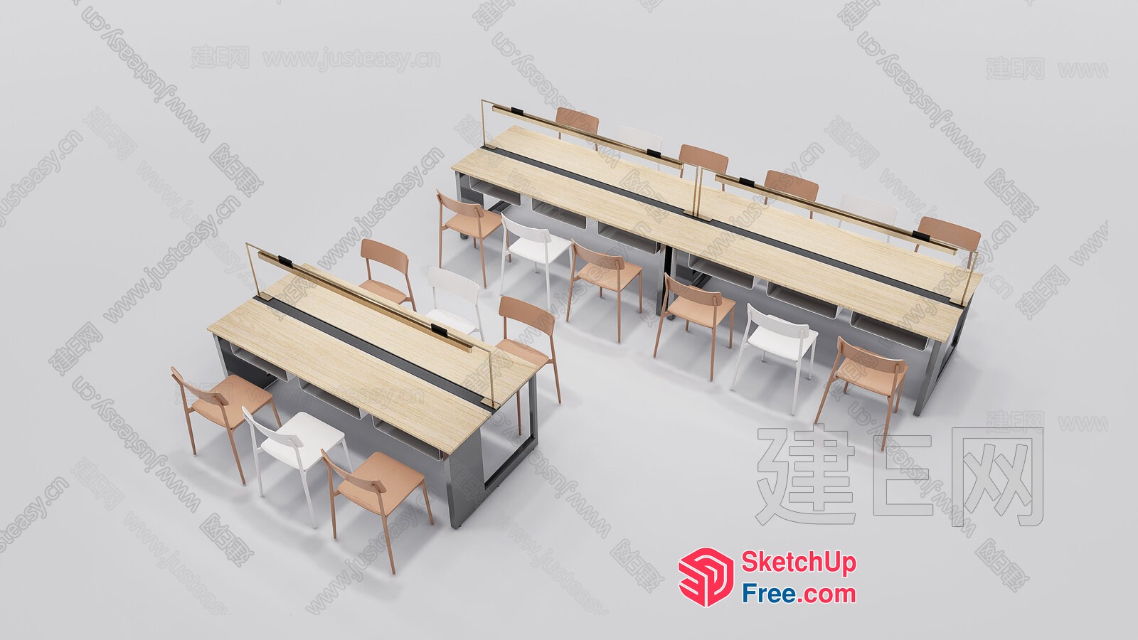 Modern Office Furniture With Sleek Desks And Chairs 3D SketchUp File